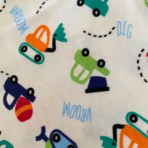 Babero De Algodón Estampado Para Bebés Diseño Grúas Y Camiones