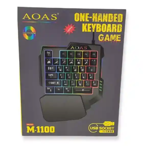 Teclado De Una Mano Gamer Retroiluminado Aoas