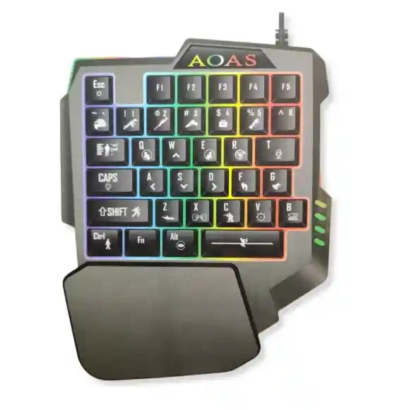 Teclado De Una Mano Gamer Retroiluminado Aoas