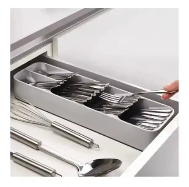 Bandeja Organizadora Para Cubiertos Cocina 39x10 Cms Color Gris