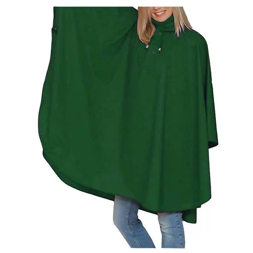 Poncho Para Lluvia Verde 100x130cms Con Capucha