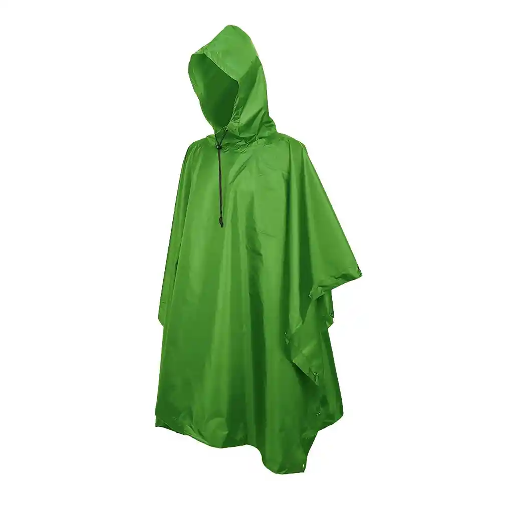 Poncho Para Lluvia Verde 100x130cms Con Capucha