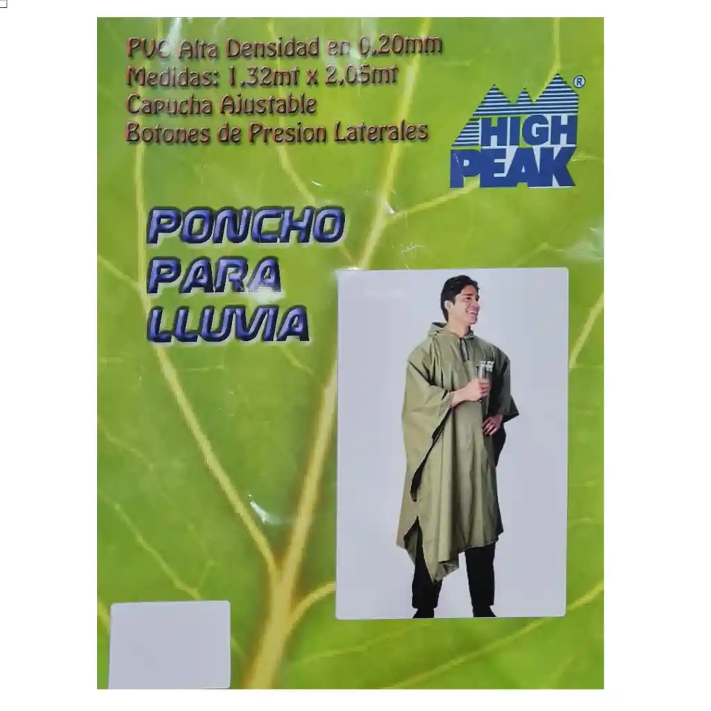 Poncho Para Lluvia Verde 100x130cms Con Capucha