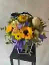 Bolsita Alta Con Girasoles Tonos Amarilloos Morados