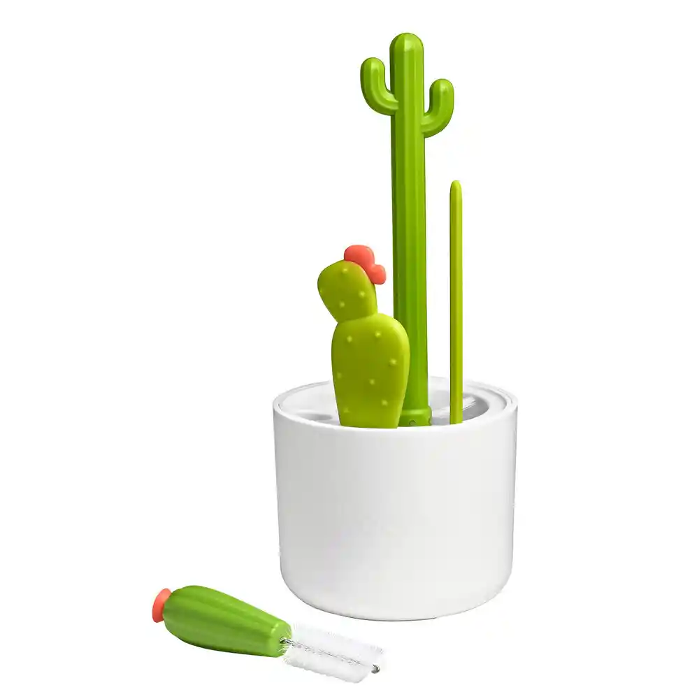 Boon Cacti Kit De Cepillos De Limpieza Y Recipiente - Verde