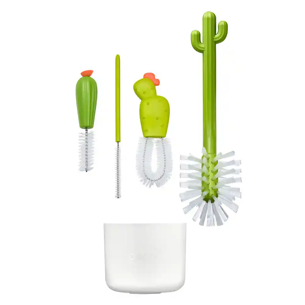 Boon Cacti Kit De Cepillos De Limpieza Y Recipiente - Verde