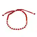 Pulsera Cristal Redondo Rojo Facetado Plata Fina 925 Cordón Rojo