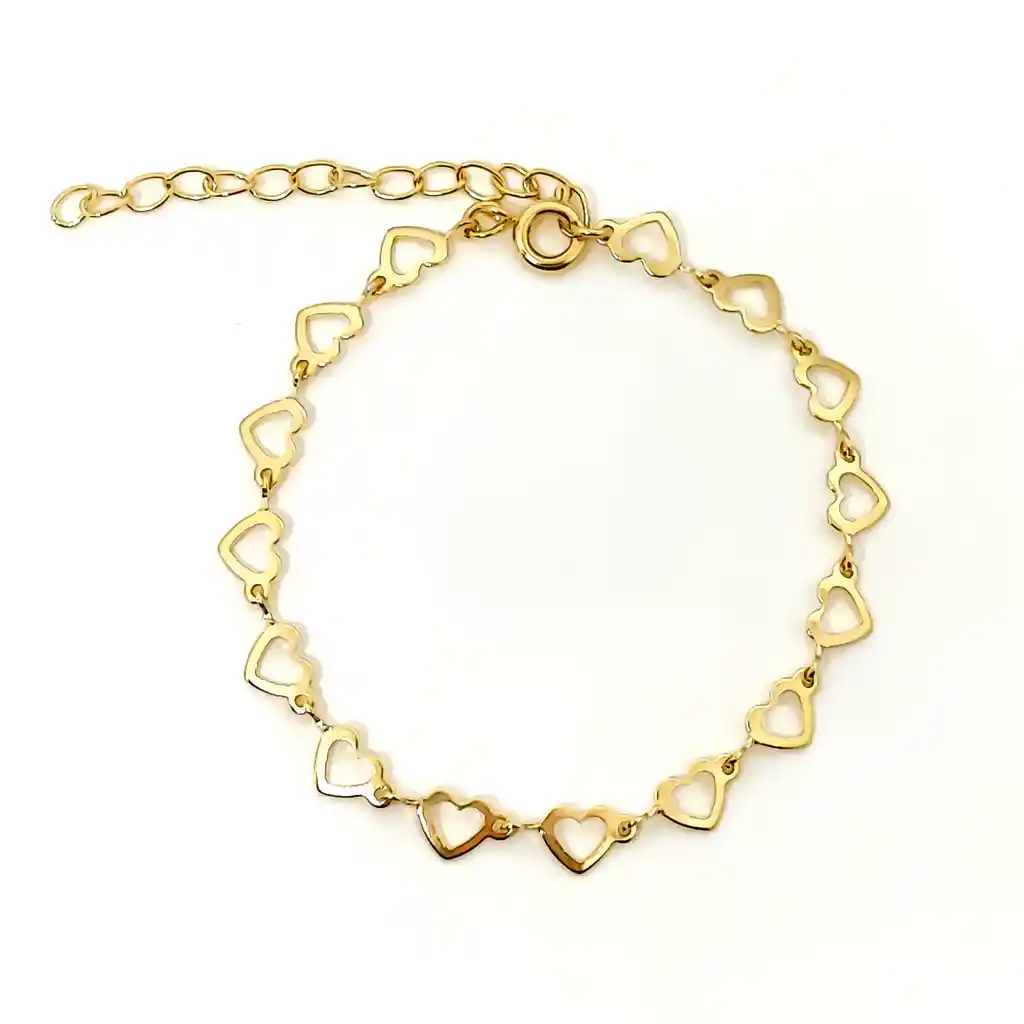 Pulsera Corazones Enchapado Oro 18k