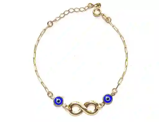 Pulsera Infinito Ojos Turcos Enchapada Oro 18k