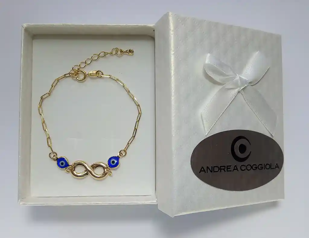 Pulsera Infinito Ojos Turcos Enchapada Oro 18k