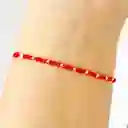 Pulsera Cristal Rojo Enchapado Oro 18k Cordón Rojo