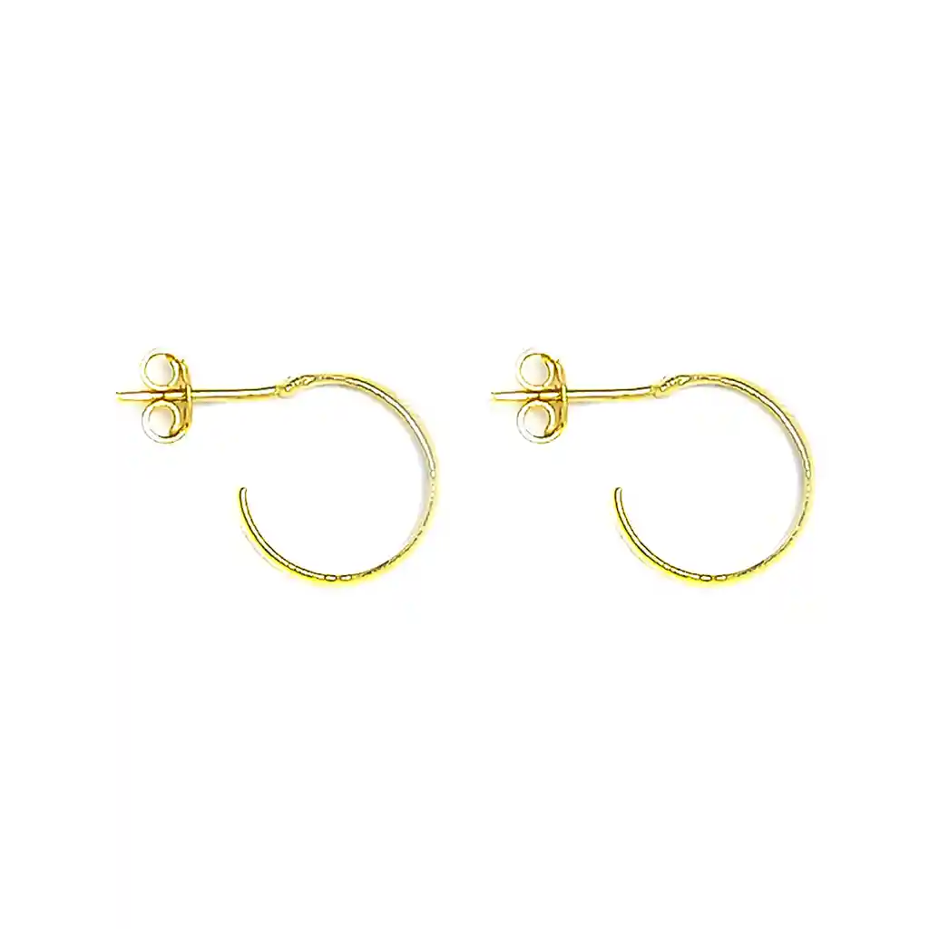 Aros Argolla Tubo Curvo 14mm Enchapado Oro 18k