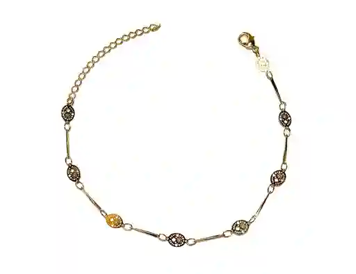 Pulsera Óvalo Palito Enchapado Oro 18k