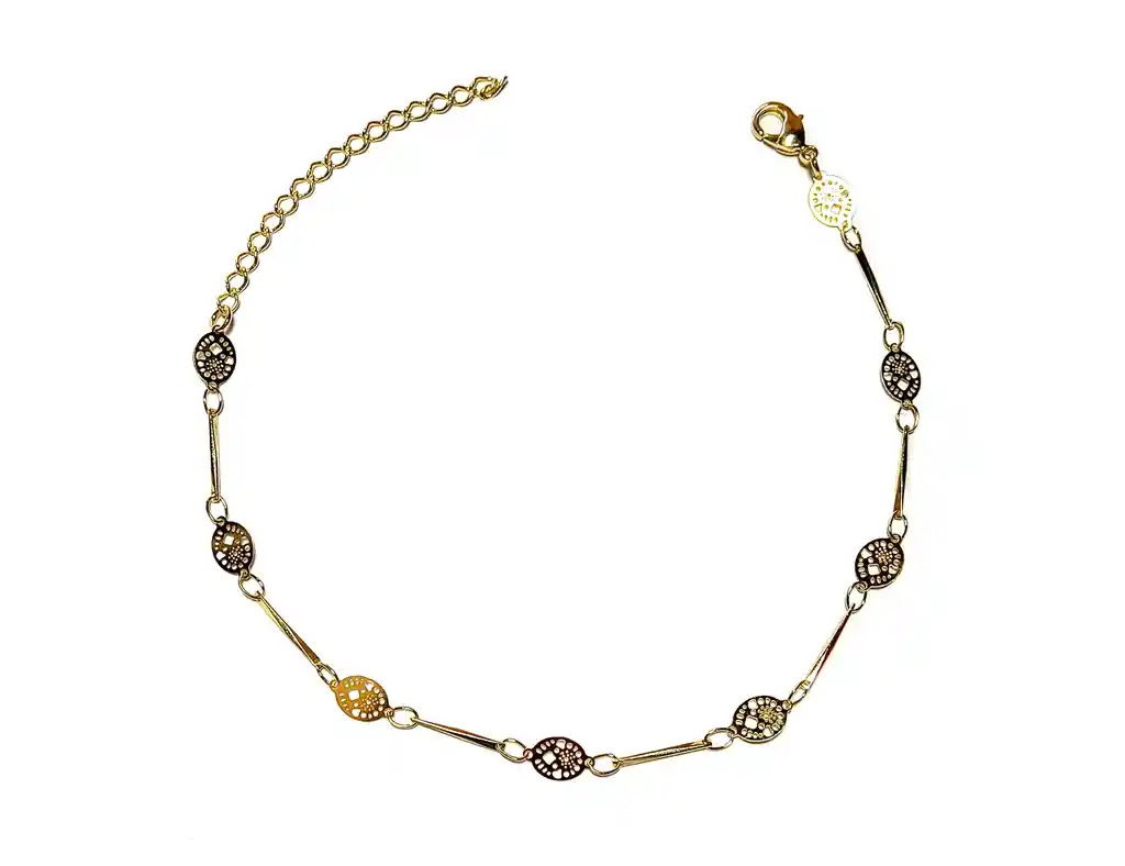 Pulsera Óvalo Palito Enchapado Oro 18k