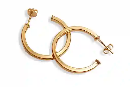 Aros Argolla Cuadrada 27mm Enchapado Oro 18k