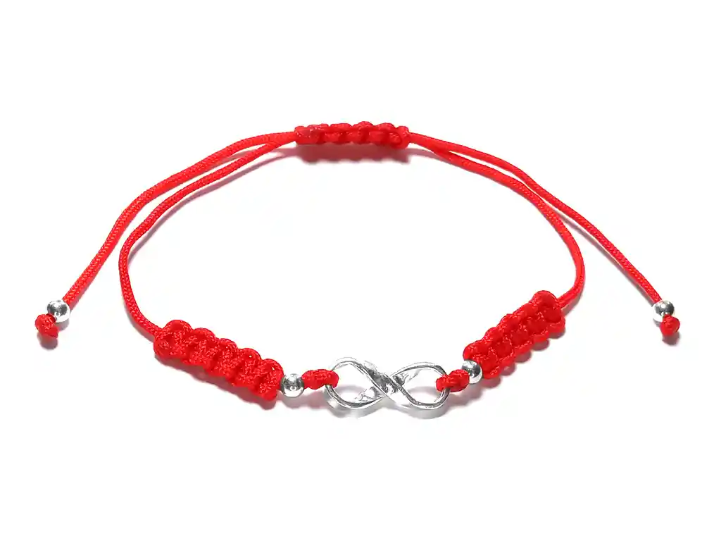 Pulsera Infinito Plata Fina 925 Cordón Rojo