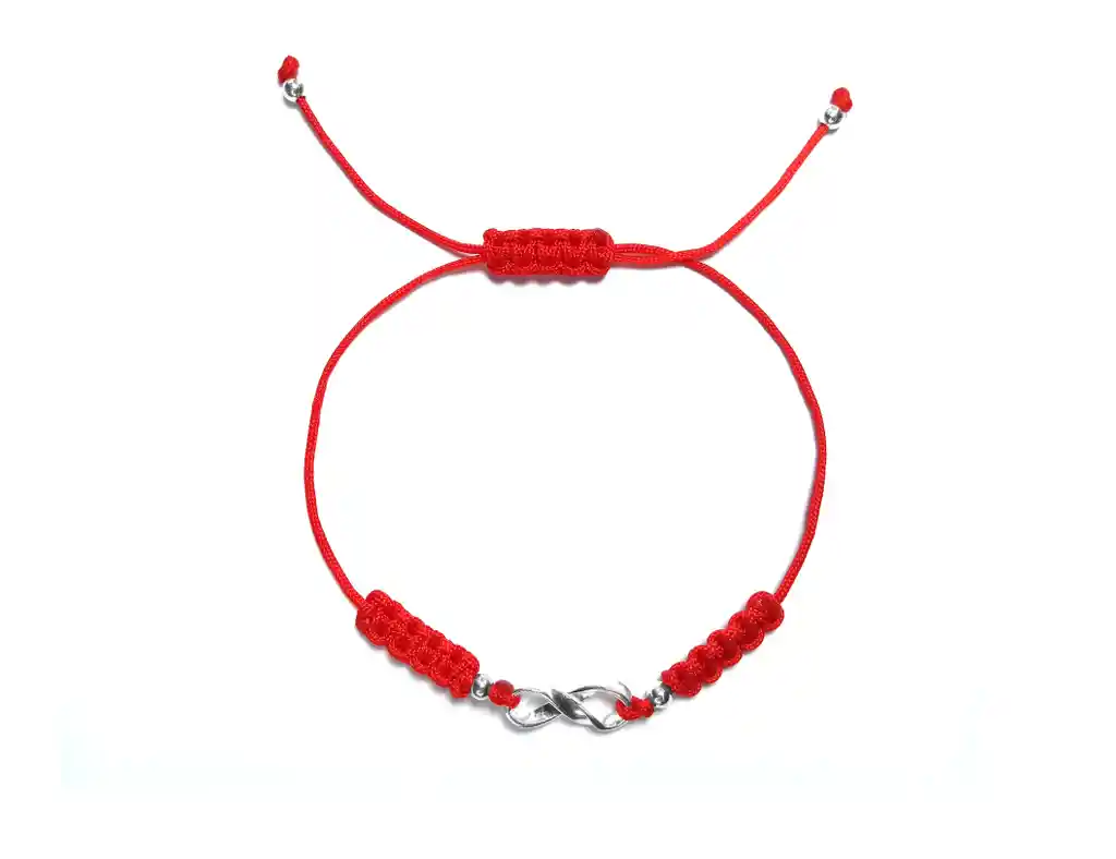 Pulsera Infinito Plata Fina 925 Cordón Rojo