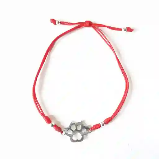 Pulsera Cordón Roja Huella Gato Plata Fina 925