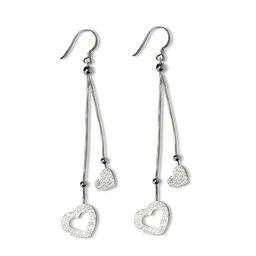 Aros 2 Corazones Colgantes Plata Fina 925