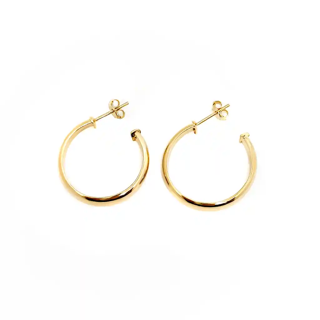 Aros Argolla Tubo 25mm Enchapado Oro 18k