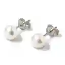 Aros Perla De Río Pequeña Blanca 6mm Plata Fina 925