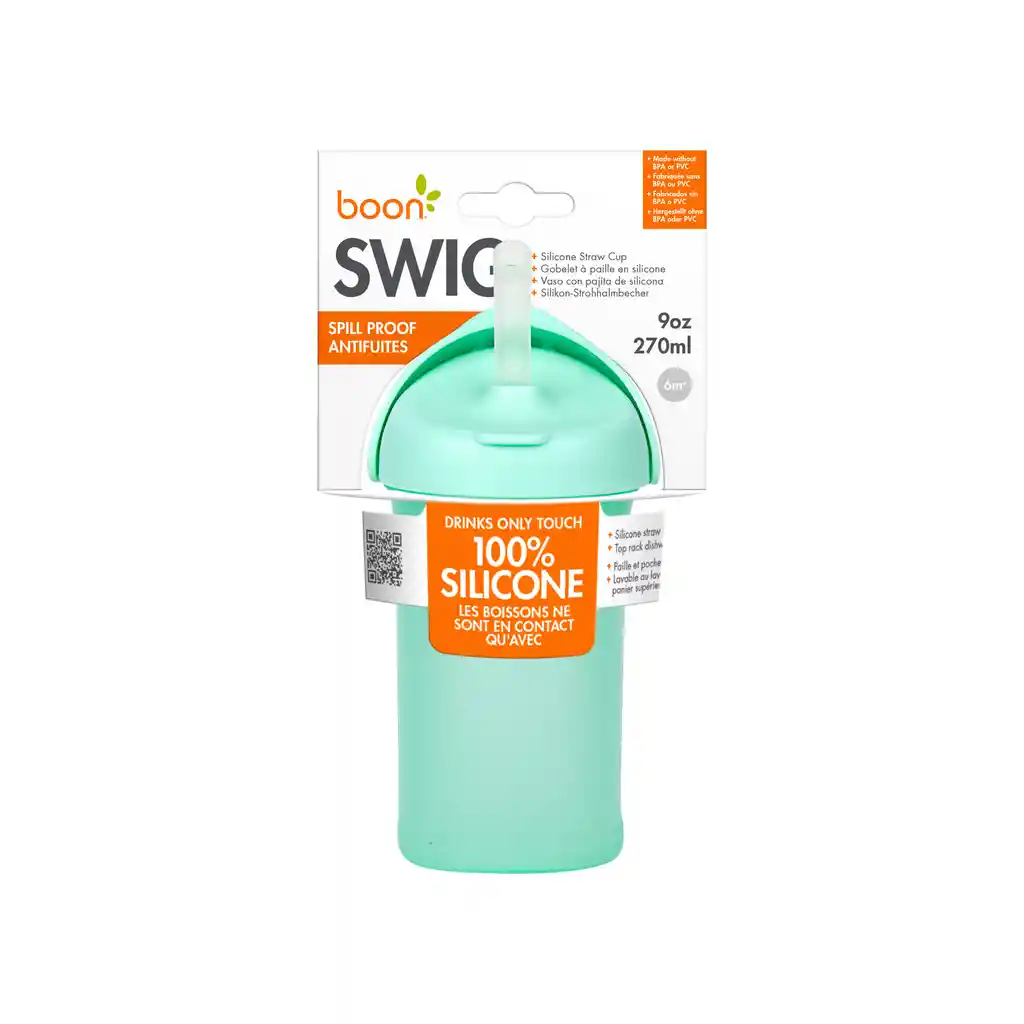 Boon Swig Vaso Con Bombilla Flexible 270 Ml - Menta