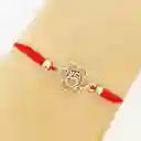 Pulsera Flor De Loto Ohm Cordón Rojo Ajustable Plata Fina 925