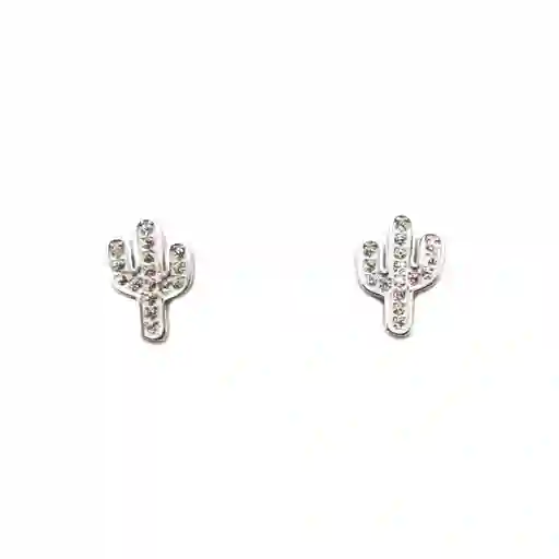 Aros Cactus Circón Blanco Plata Fina 925