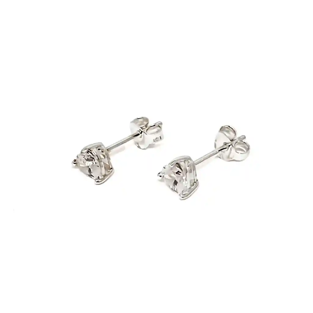 Aros Corazón Circón 6mm Plata Fina 925