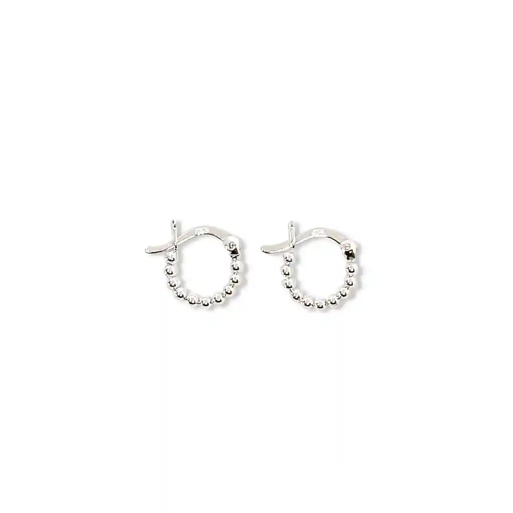 Aros Argolla Mini Bolitas 12mm Plata Fina 925