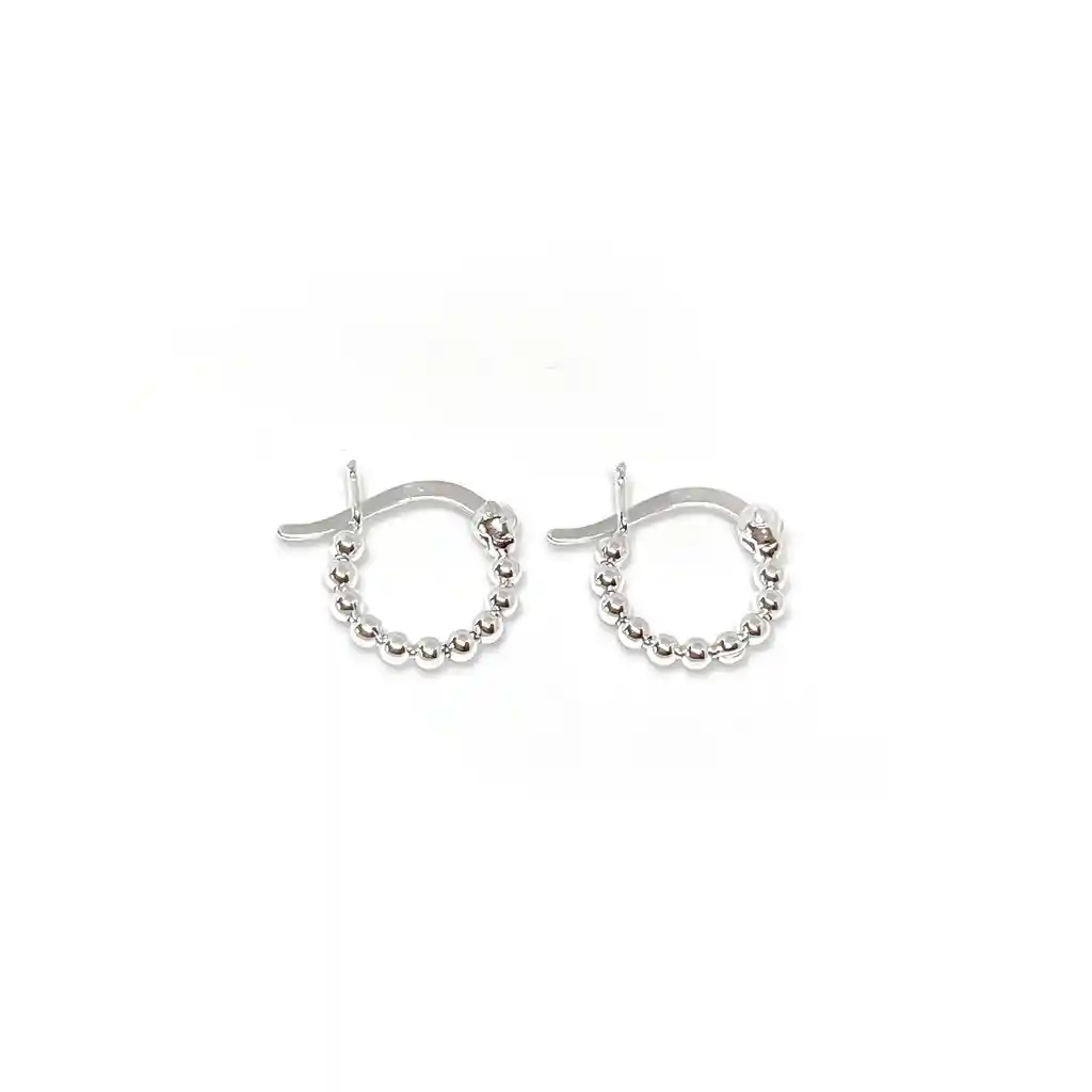 Aros Argolla Mini Bolitas 12mm Plata Fina 925