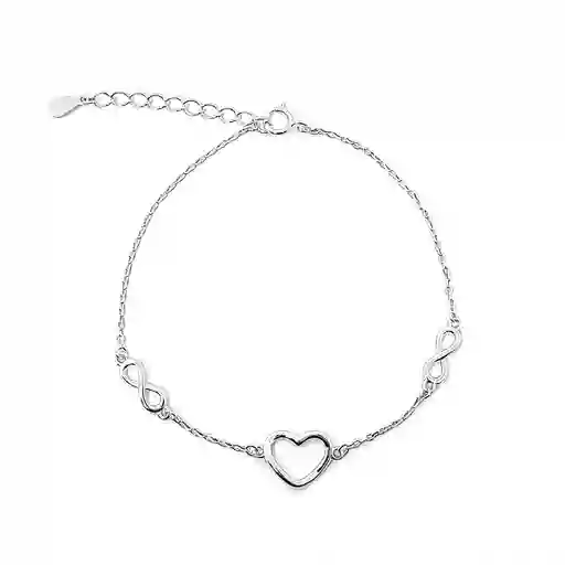 Pulsera Corazón Infinito Plata Fina 925