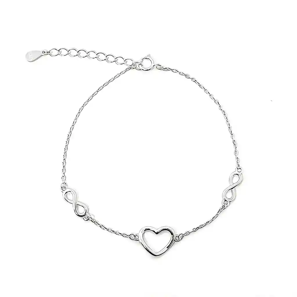 Pulsera Corazón Infinito Plata Fina 925