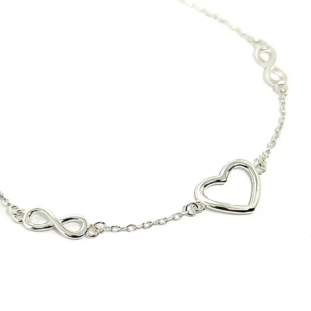 Pulsera Corazón Infinito Plata Fina 925