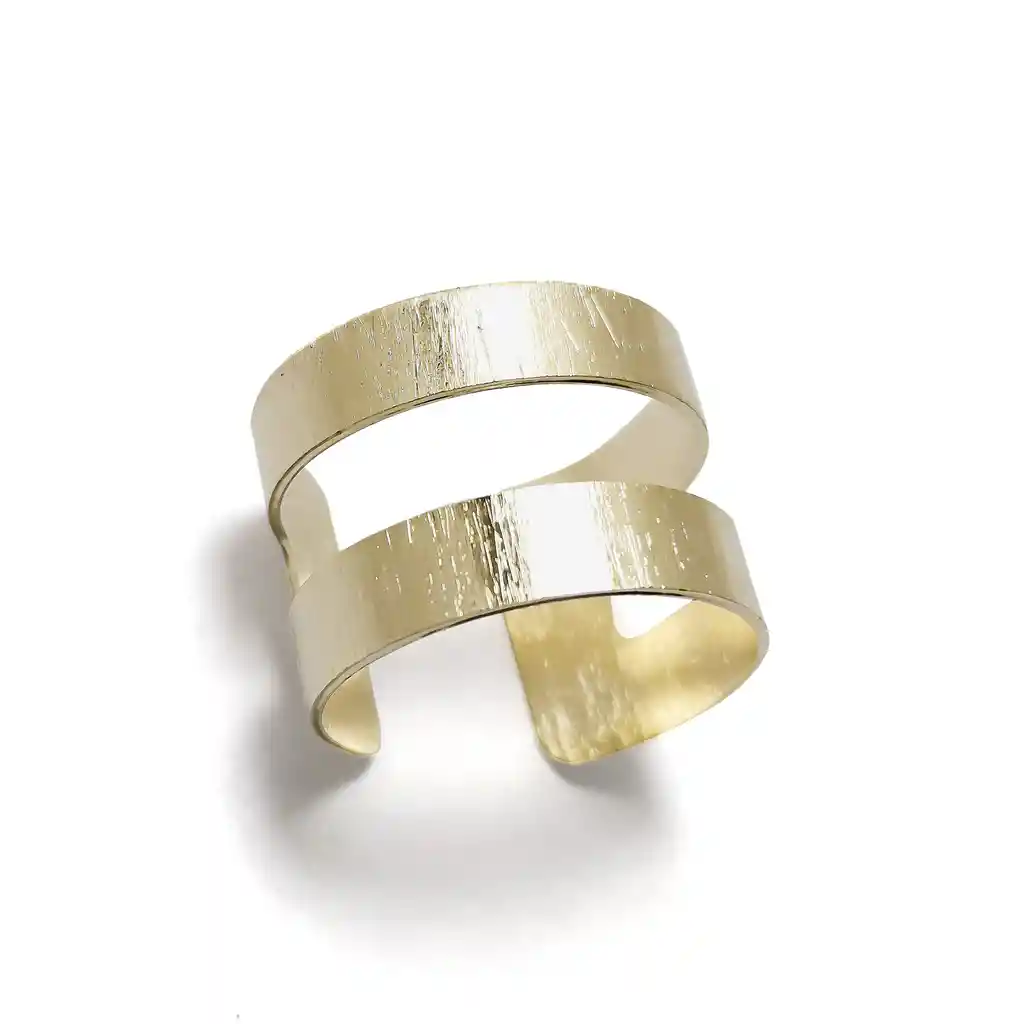 Anillo 2 Argollas Satinadas Ajustable Enchapado Oro 18k