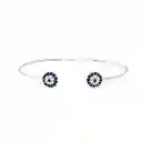 Pulsera Esclava Dos Ojos Turcos Circones Plata Fina 925