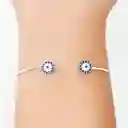 Pulsera Esclava Dos Ojos Turcos Circones Plata Fina 925