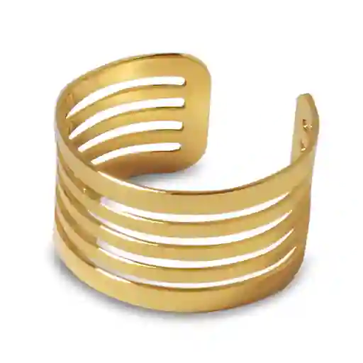 Anillo Tubo Calado Ajustable Enchapado Oro 18k