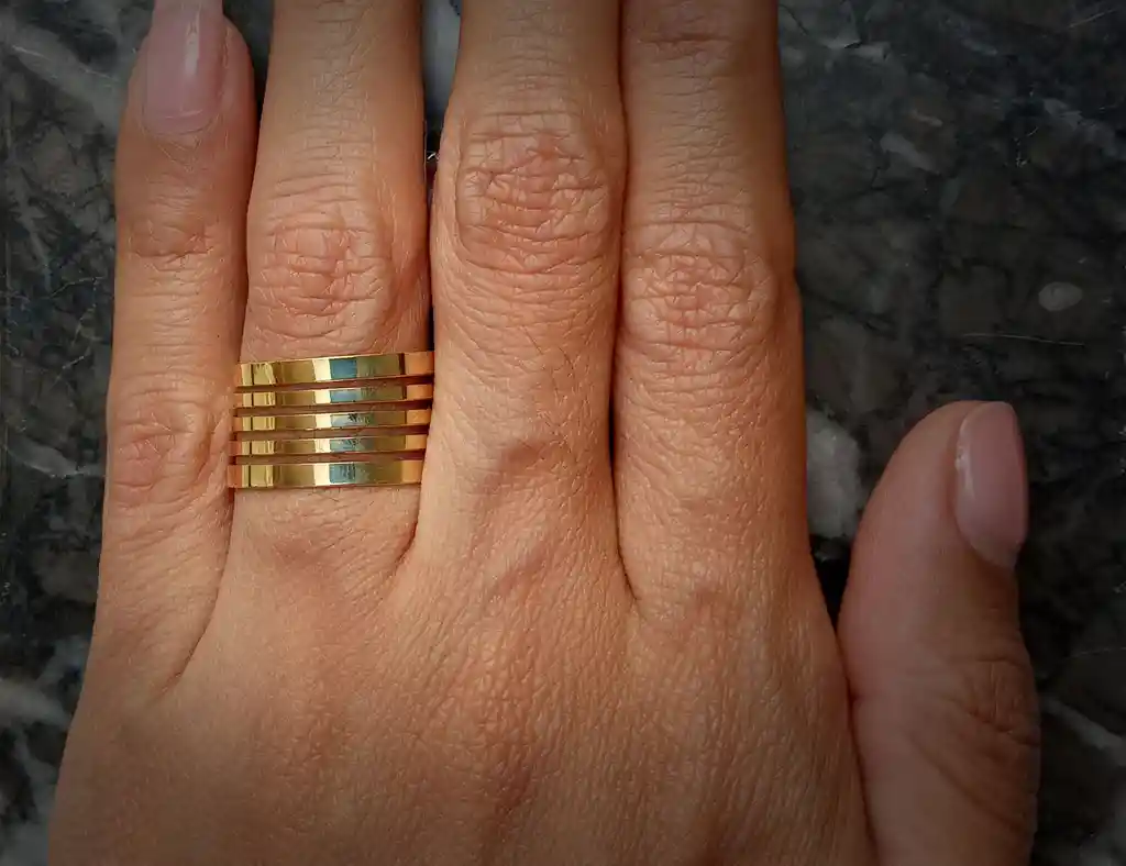 Anillo Tubo Calado Ajustable Enchapado Oro 18k