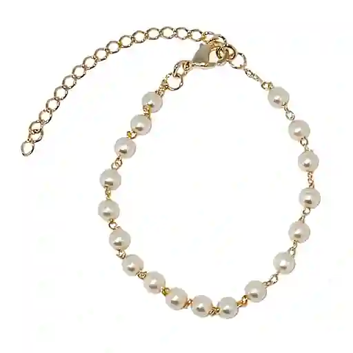 Pulsera 18 Perlas Enchapado Oro 18k