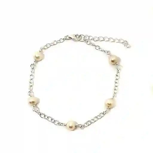 Pulsera 5 Perlas De Río Plata Fina 925