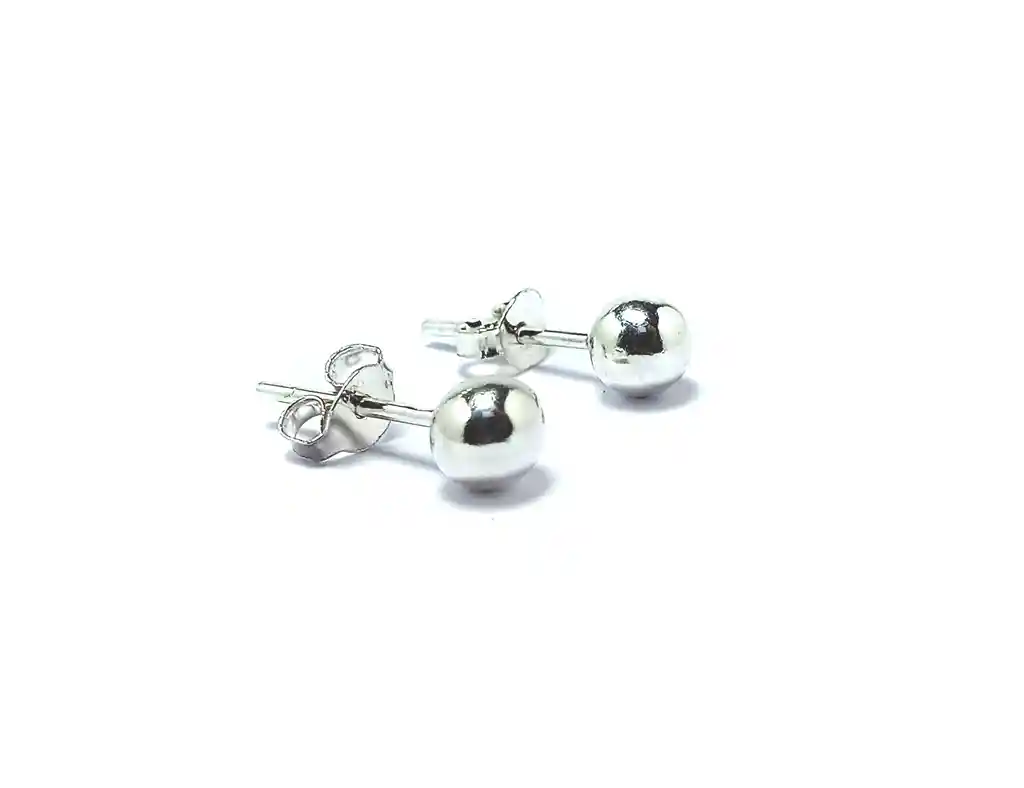 Aros Bola 5mm Plata Fina 925