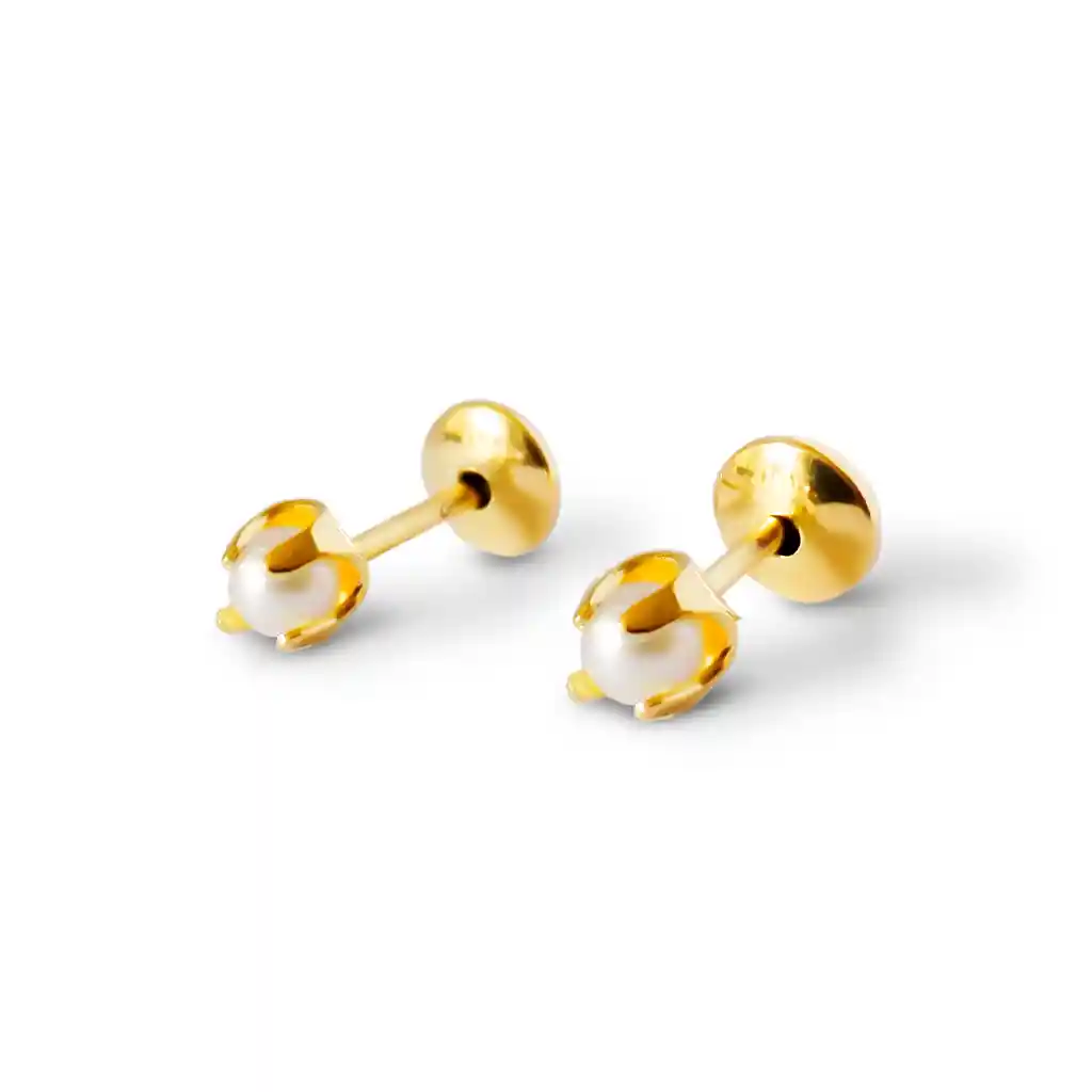 Aros Bebé Perlita 2mm Grifas Enchapado Oro 18k