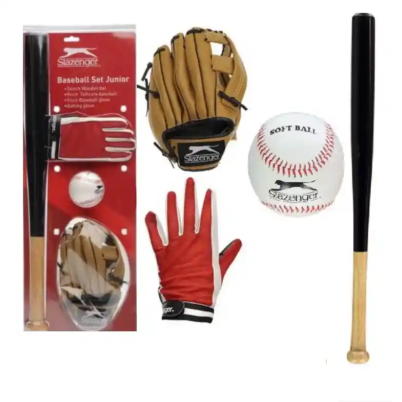 Set Baseball Softball Juvenil Bate24" Guante-bateador Guante-cacher Pelota-goma9"