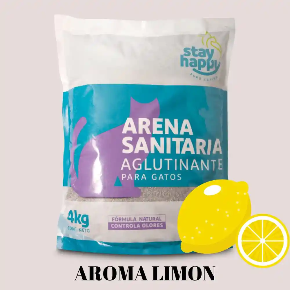 Stay Happy Arena Sanitaria Aroma Limon 4 Kg