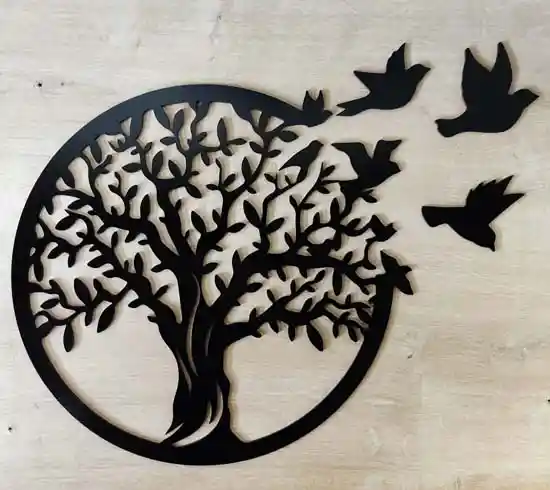 Árbol De La Vida Con Pájaros 40 Cm X 40 Cm - Negro