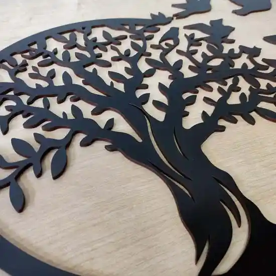 Árbol De La Vida Con Pájaros 40 Cm X 40 Cm - Negro