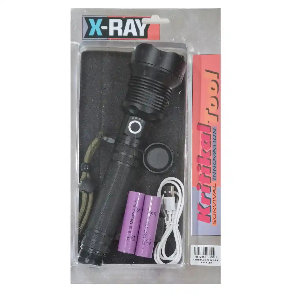 Linterna Recargable K.tool X-ray Led Vigilante 200mts 3funciones 18hs 430gr 25cms