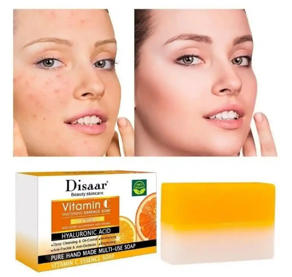 Jabón Limpieza Facial Vitamina C Con Acido Hialurónico - 100% Organico