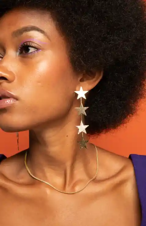 Aros De Oro Mujer Para Regalo Estrellas Anastasia Cantarina